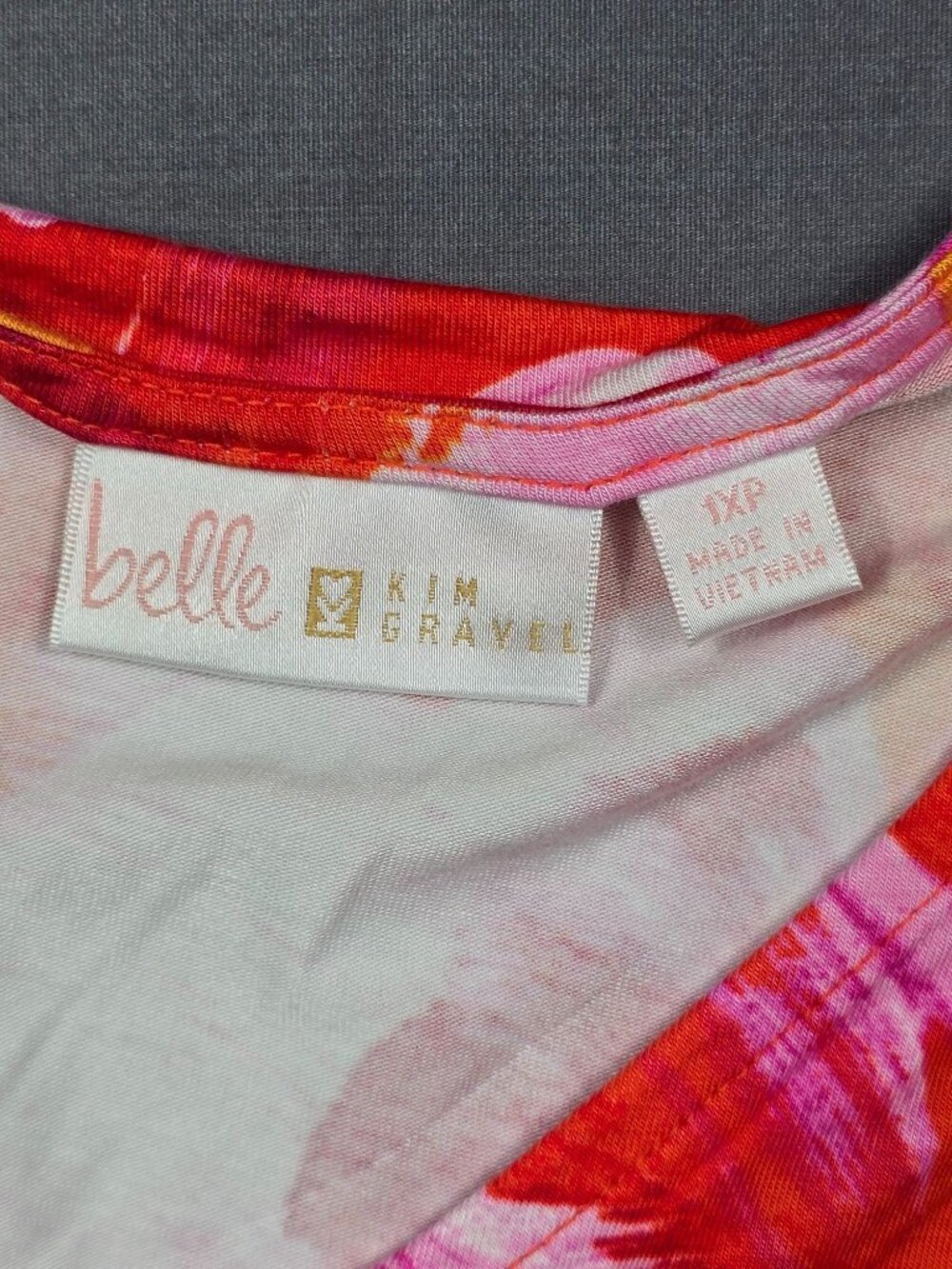 Belle Kim Gravel Pink Orange Floral Sleeveless V-Neck Long Dress Womens 1XP Peti - Picture 5 of 5